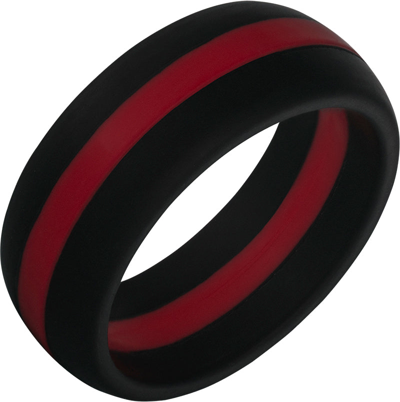 TrūBand™ Silicone Black Ring with Red Center