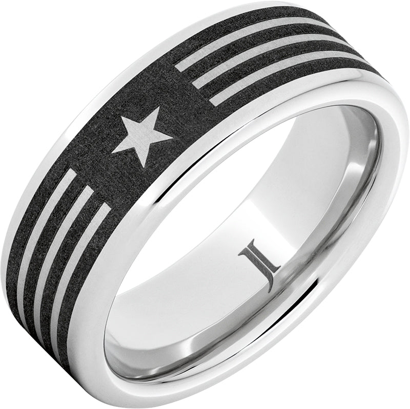 Stars and Stripes - SeriniumÂ® Men's Ring with American Flag Engraving