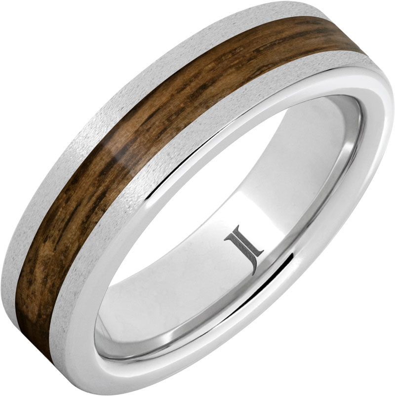 Barrel Agedâ„¢ SeriniumÂ® Ring with Bourbon Wood Inlay and Stone Finish