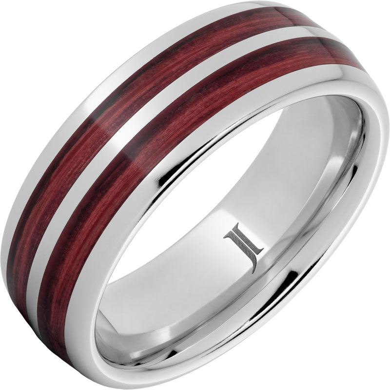 Double Barrel â€“ Barrel Agedâ„¢ SeriniumÂ® Dome Ring with Cabernet Inlays