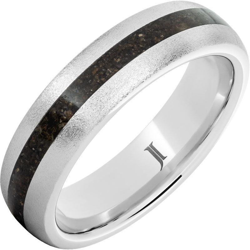 Serinium® Ring with Grey Dinosaur Fossil Bone Inlay