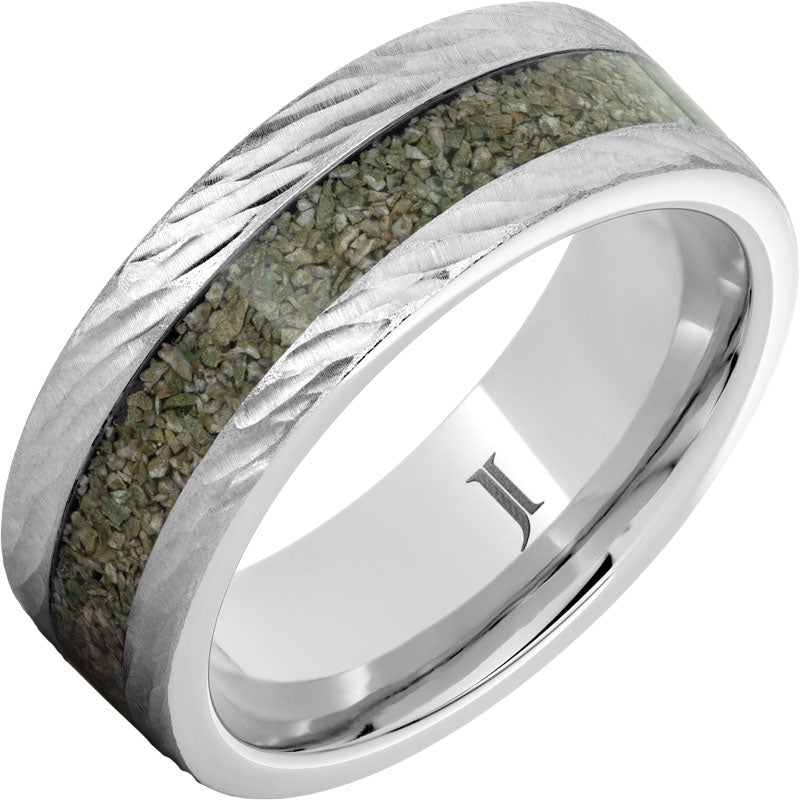 Serinium® Ring with Green Dinosaur Bone Inlay