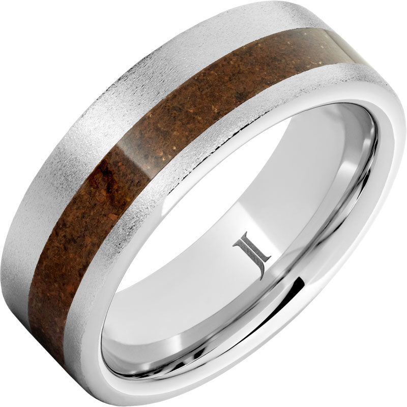 Serinium® Ring with Crimson Fossil Dinosaur Bone Inlay
