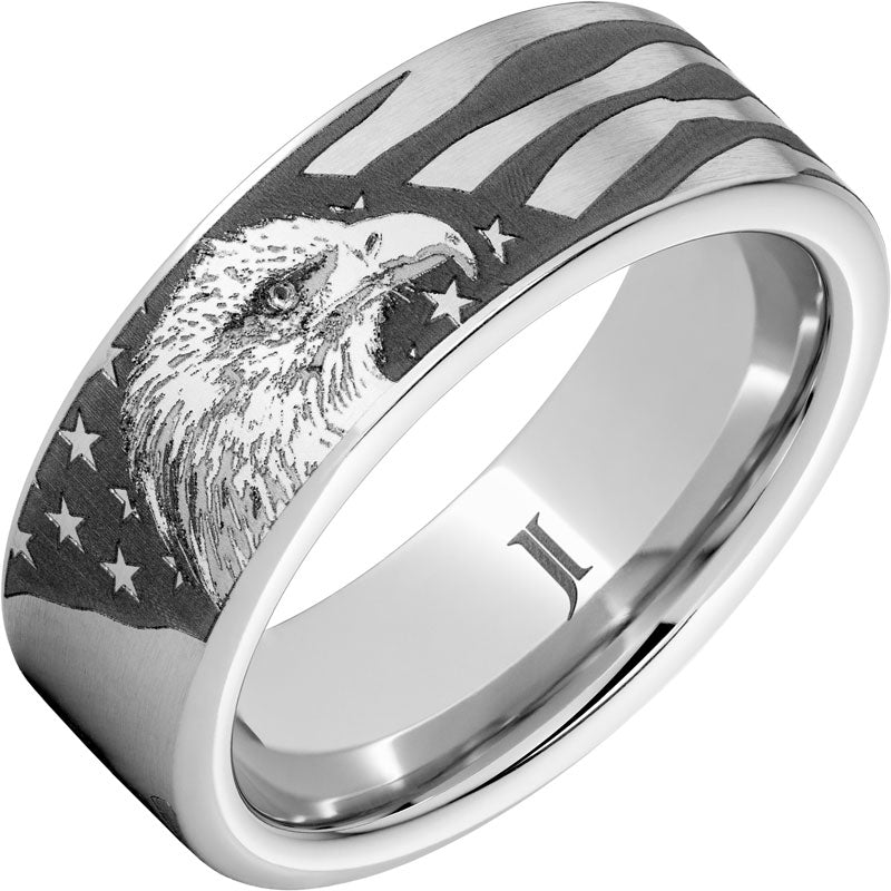 The American Eagle - Serinium® Ring With Bald Eagle and American Flag Engraving