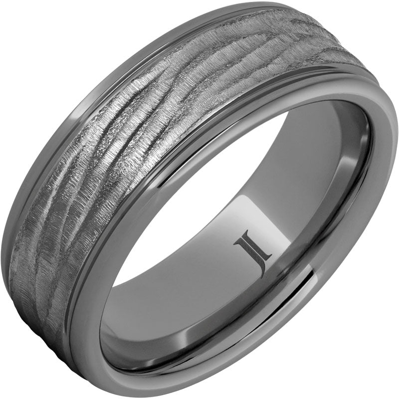 Rugged Tungsten™ Ring with Hard Carved Bark Finish