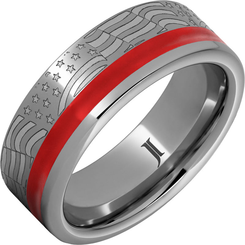 Old Glory - Enamel Inlay Rugged Tungsten™ Ring