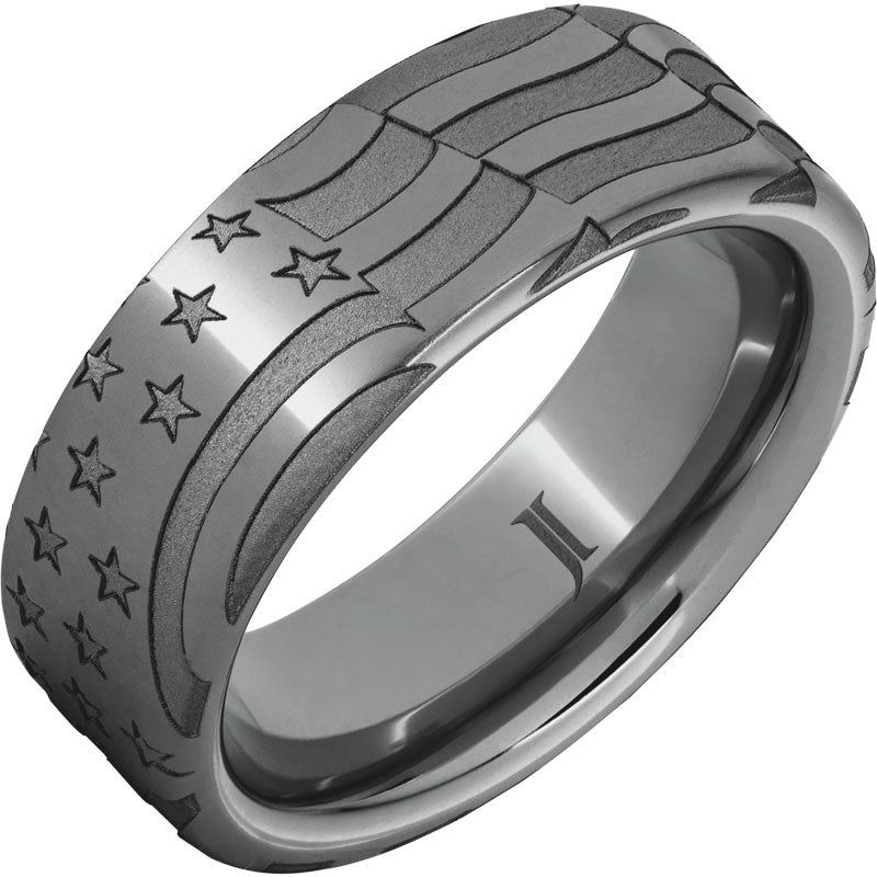 Old Glory - Rugged Tungsten™ Men's Ring with American Flag Engraving