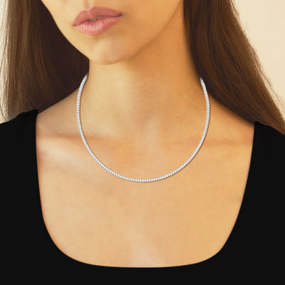 14K White Gold Lab Grown Diamond Riviera Necklace