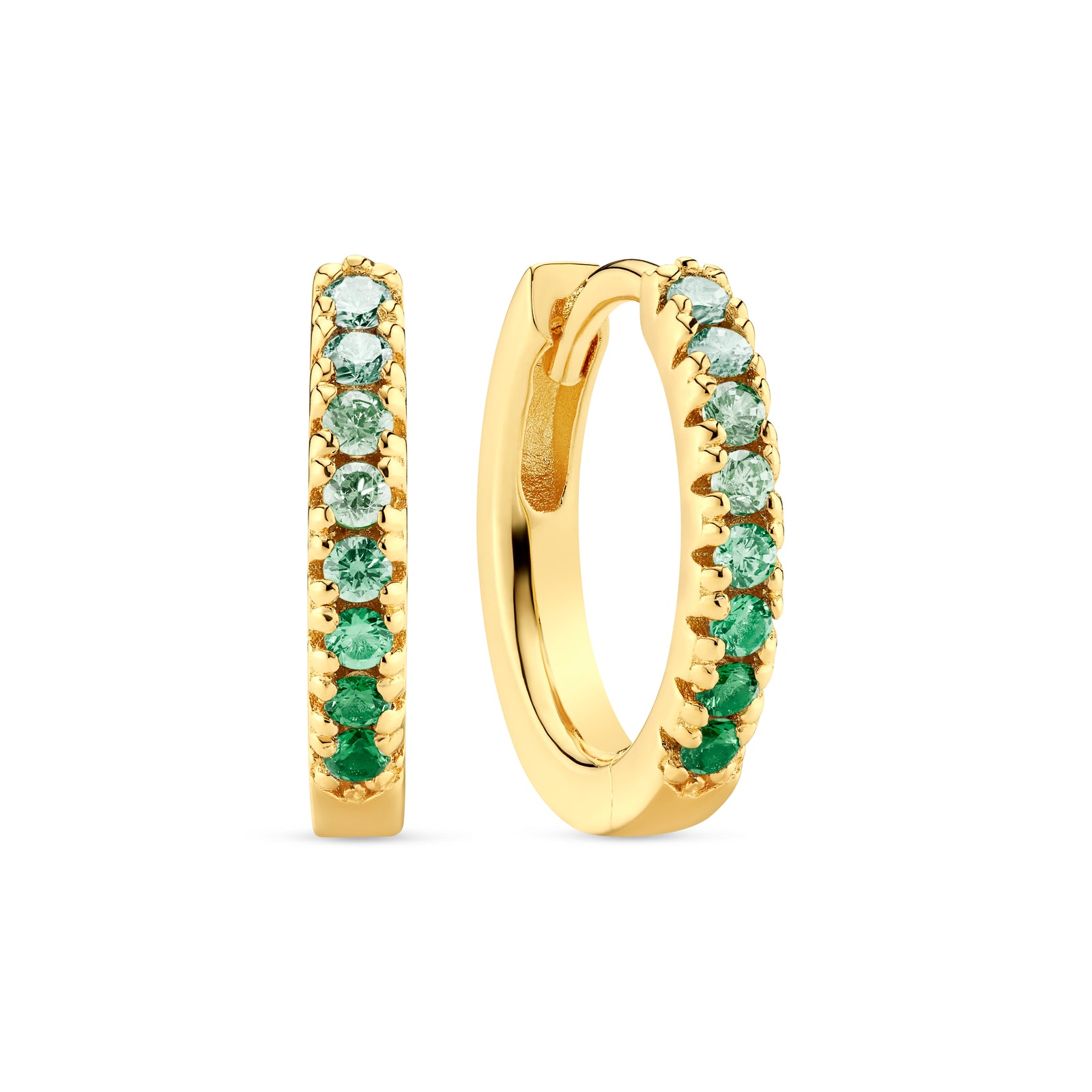 Gradient Green Huggie Earrings