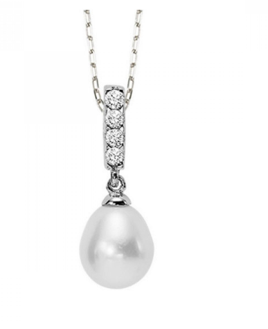 CZ Pearl Drop Necklace