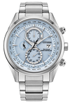 43mm Light Blue Dial Radio-Controlled Citizen Eco-Drive Sport Luxury Watch - AT8260-51M