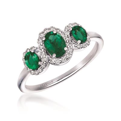 Vanilla Gold Three Stone Le Vian Emerald Ring