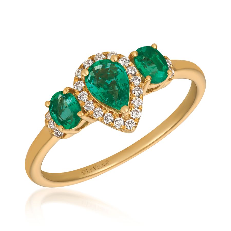 LeVian® 3 Emerald and Diamond Ring