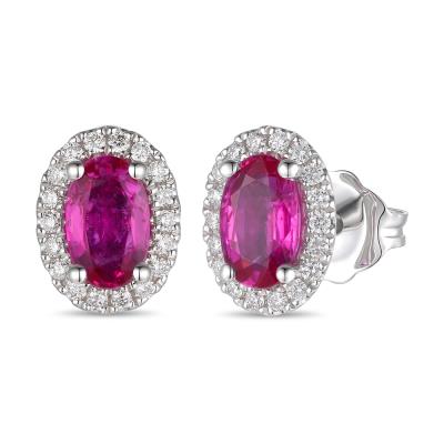 Passion Ruby With Diamond Halo Le Vian Stud Earrings