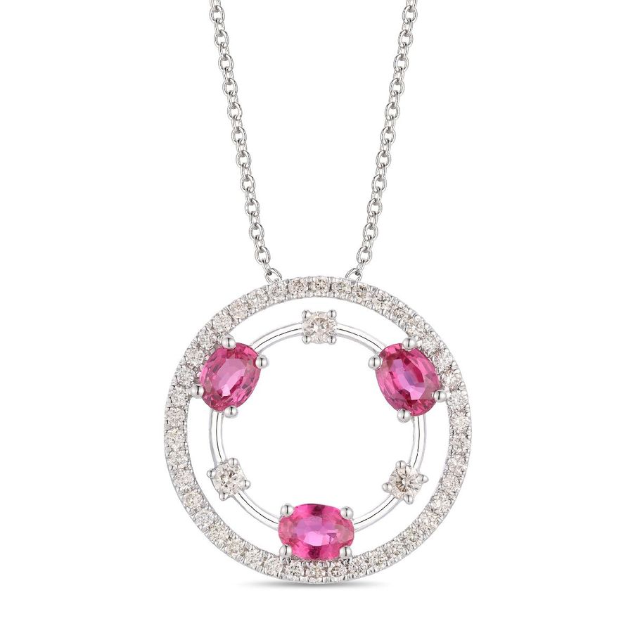 LeVian® Open Circle Diamond and Ruby Pendant