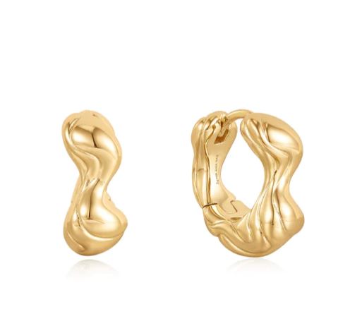 Gold Twisted Wave Thick Hoop Earrings
