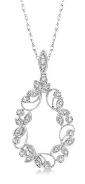 Leaf Design Diamond Pendant Necklace