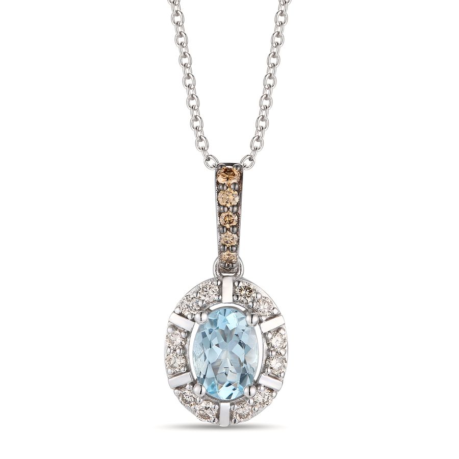 LeVian® Oval Aquamarine and Diamond Pendant