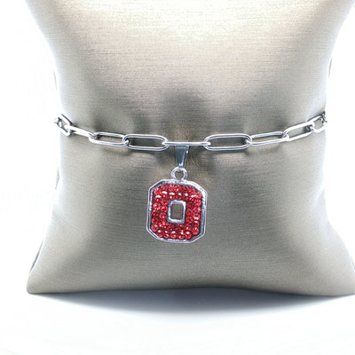 Block "O" Paperclip Chain Adjustable Bracelet - ALL RED