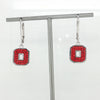 Block "O" Leverback Crystal Earrings - ALL RED