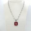 Block "O" Pendant on Paperclip Chain - ALL RED