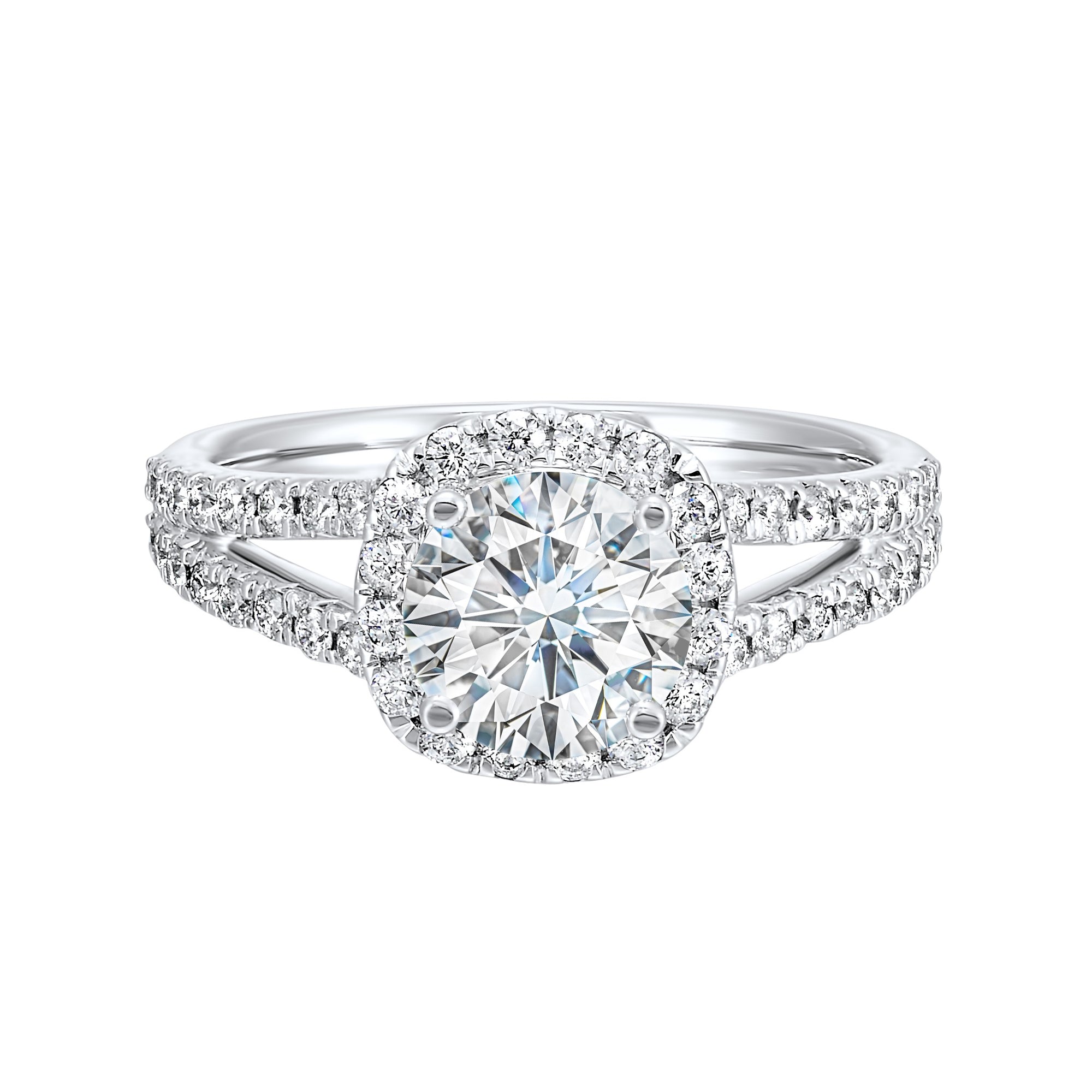 14Kt White Semi Mount 1/2Ctw For 1Ctw Round Center