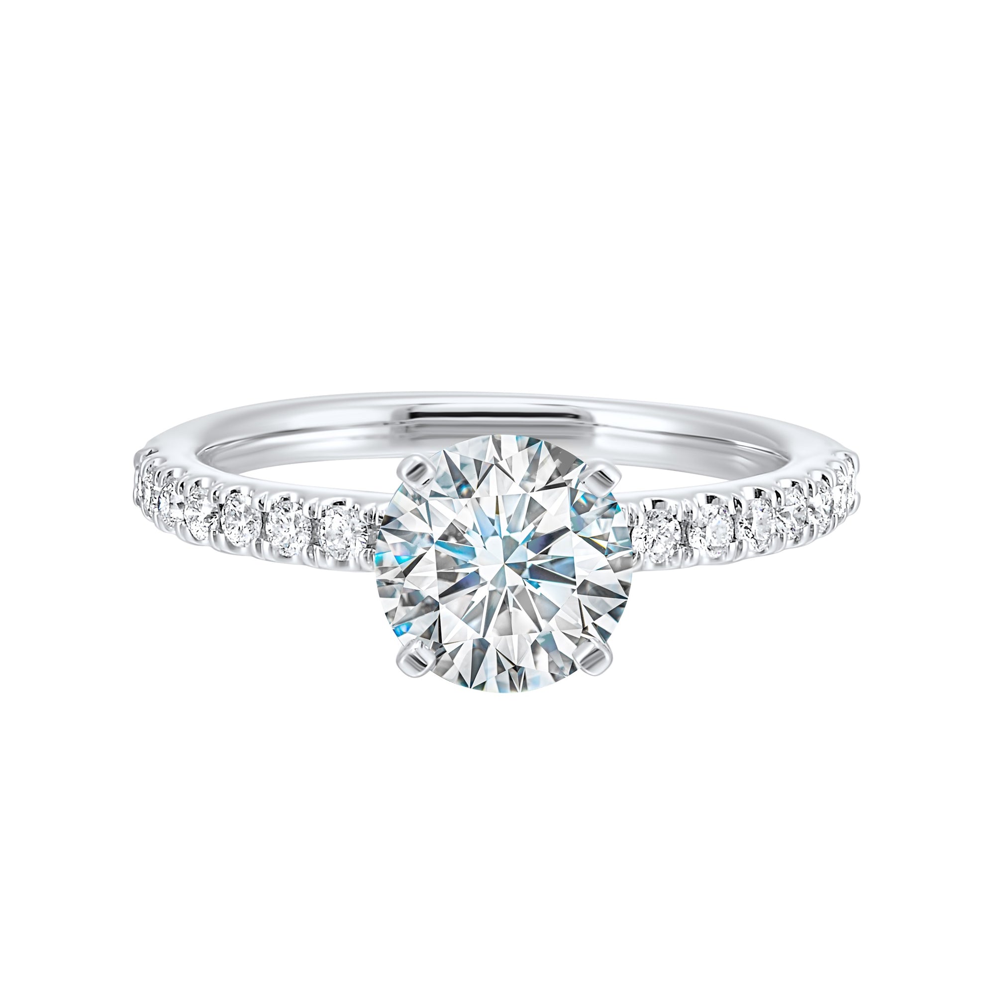 14Kt White Semi Mount 1/4Ctw For 1Ctw Round Center