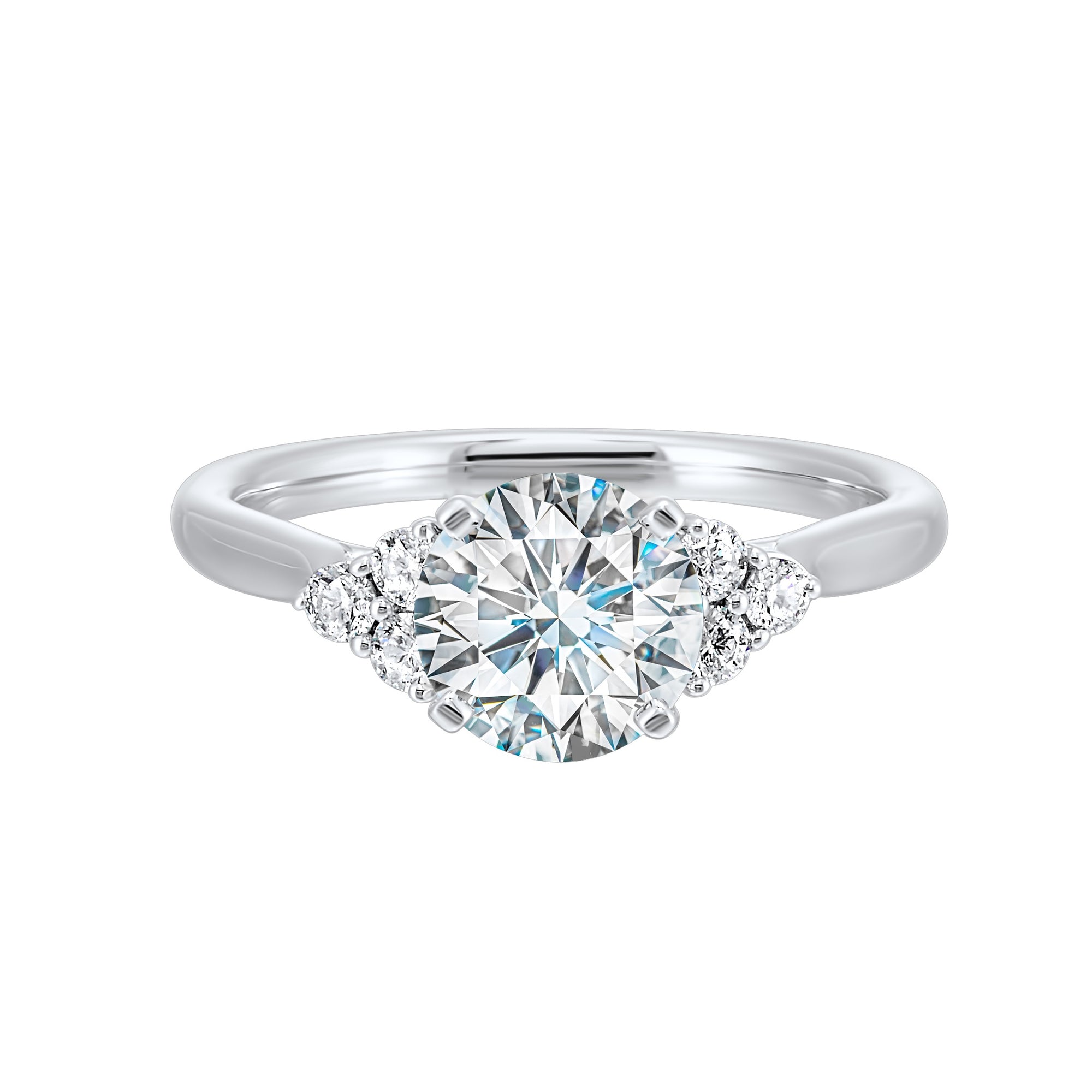 14Kt White Semi Mount 1/5Ctw For 1Ctw Round Center