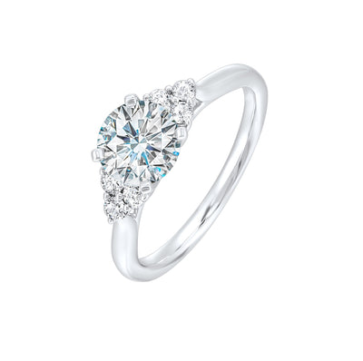14Kt White Semi Mount 1/5Ctw For 1Ctw Round Center