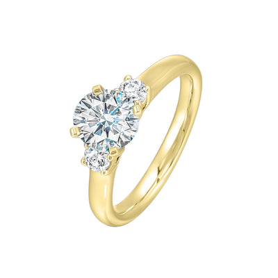 14Kt White Yellow Semi Mount 1/4Ctw For 1Ctw Round Center