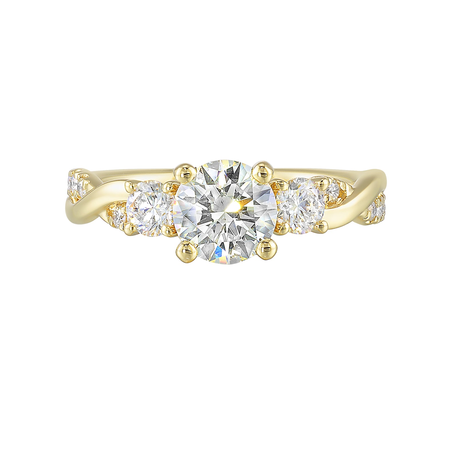 14Kt Yellow Semi Mount 1/2Ctw For 1Ctw Round Center