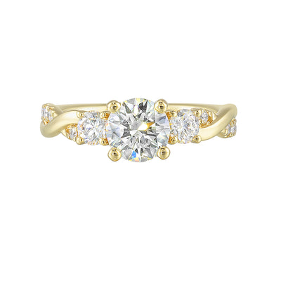 14Kt Yellow Semi Mount 5/8Ctw For 2Ctw Round Center