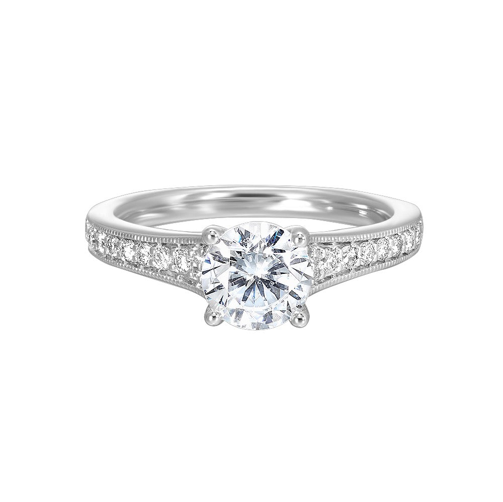 14Kt White Semi Mount 1/5Ctw For 1Ctw Round Center