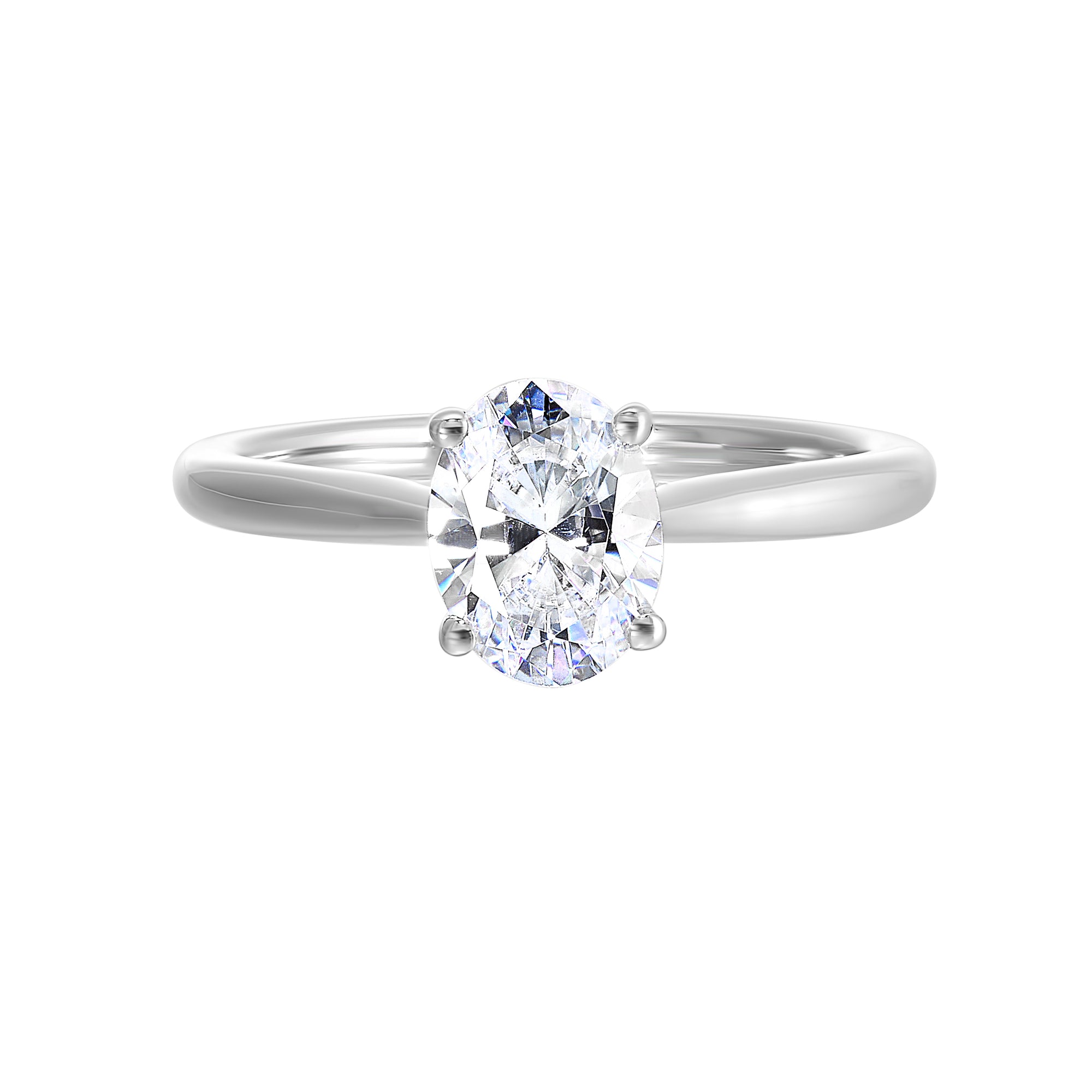 14Kt White Semi Mount 1/20Ctw For 1Ctw Oval Center