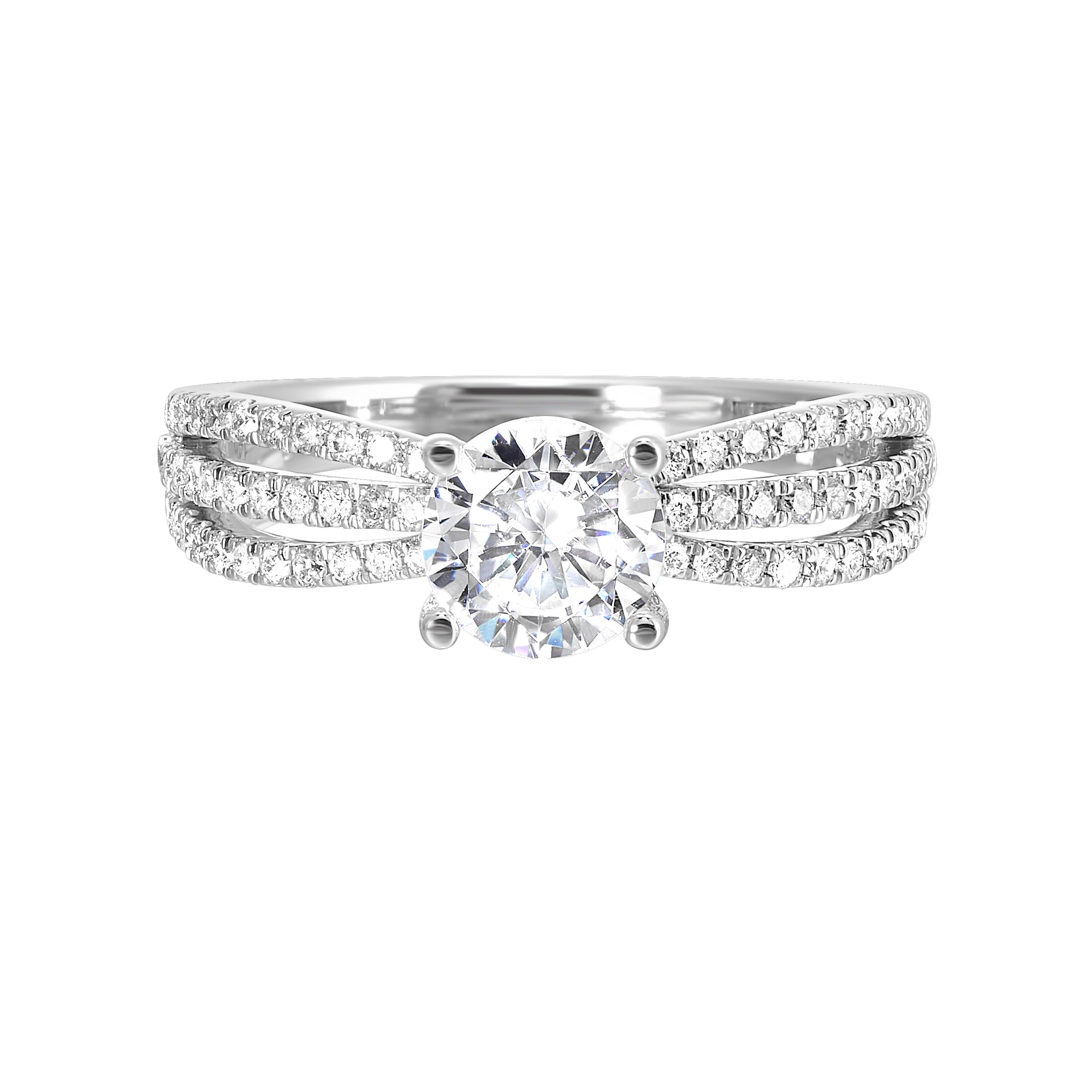 14Kt White Semi Mount 1/3Ctw For 1Ctw Round Center