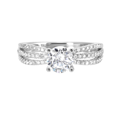 14Kt White Semi Mount 1/3Ctw For 1Ctw Round Center