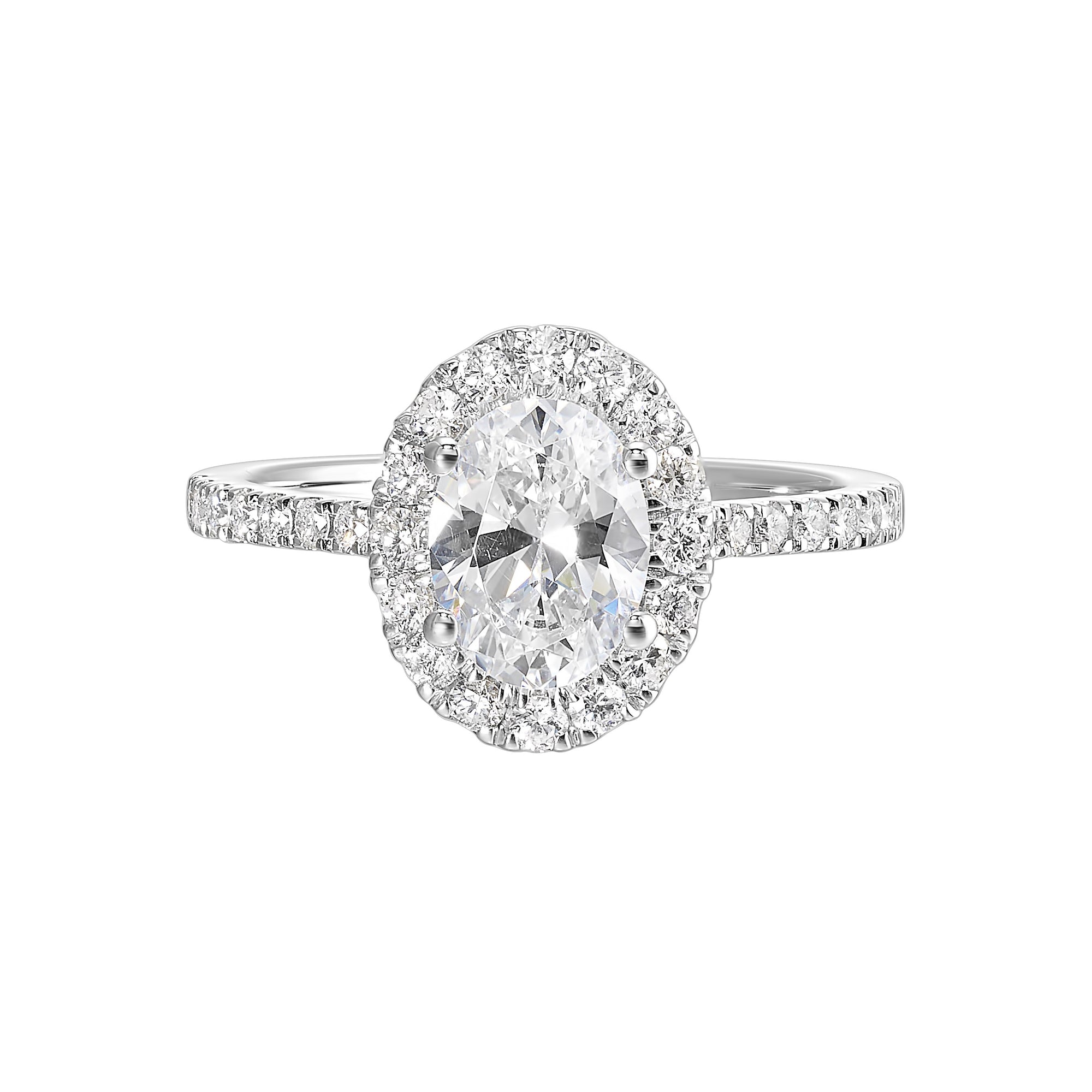14Kt White Semi Mount 1/2Ctw For 1Ctw Oval Center