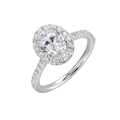 14Kt White Semi Mount 1/2Ctw For 1Ctw Oval Center