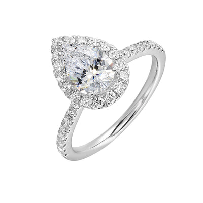 14Kt White Semi Mount 3/8Ctw For 1Ctw Pear Center