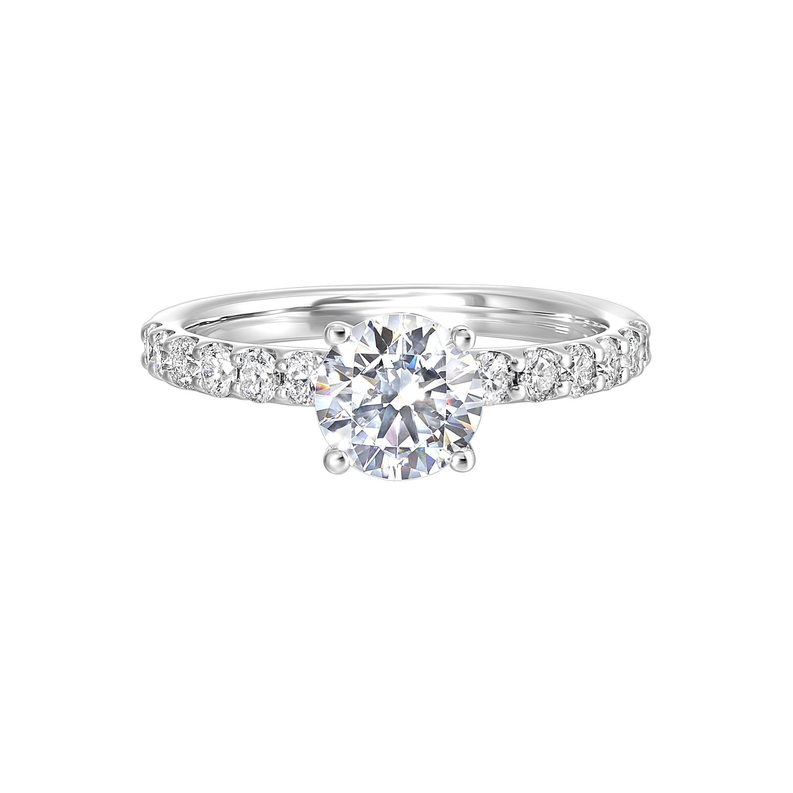 14Kt White Semi Mount 3/8Ctw For 1Ctw Round Center