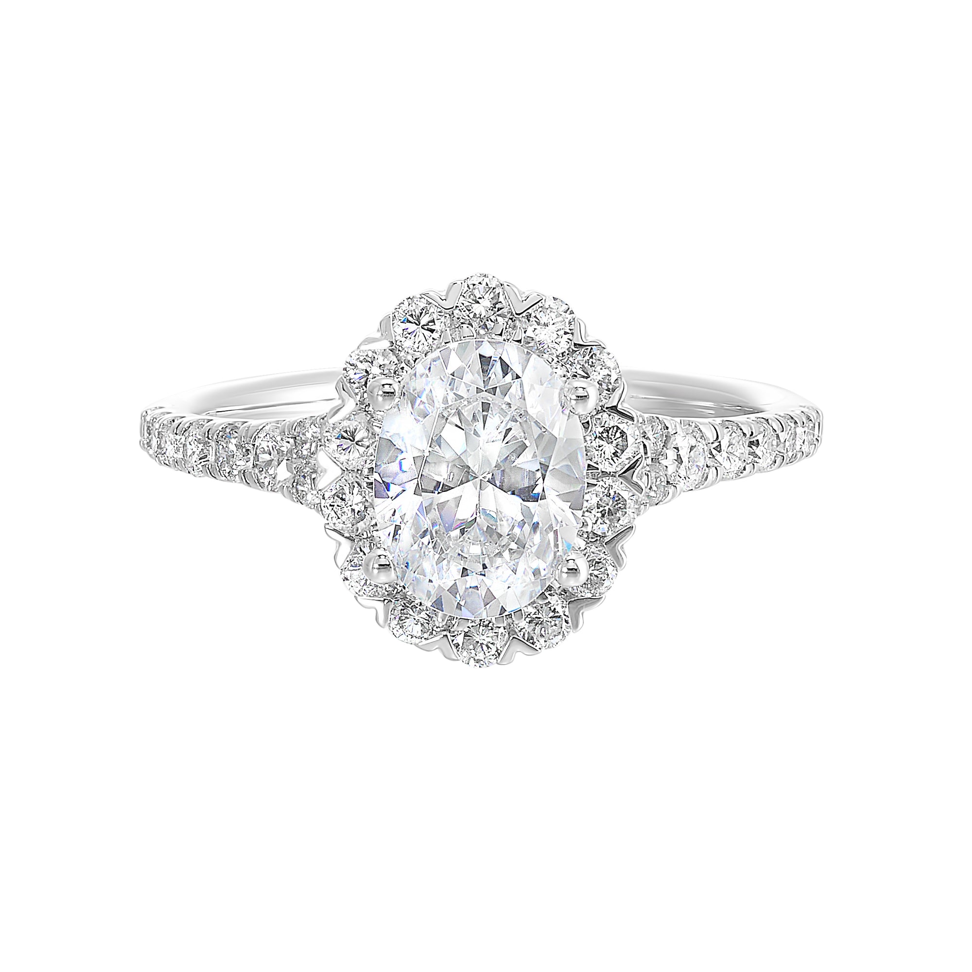 14Kt White Semi Mount 1/2Ctw For 1Ctw Oval Center