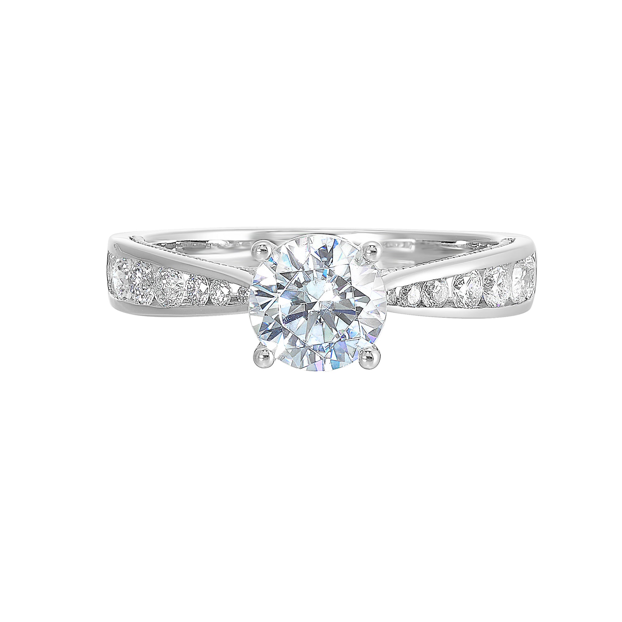 14Kt White Semi Mount 1/2Ctw For 1Ctw Round Center