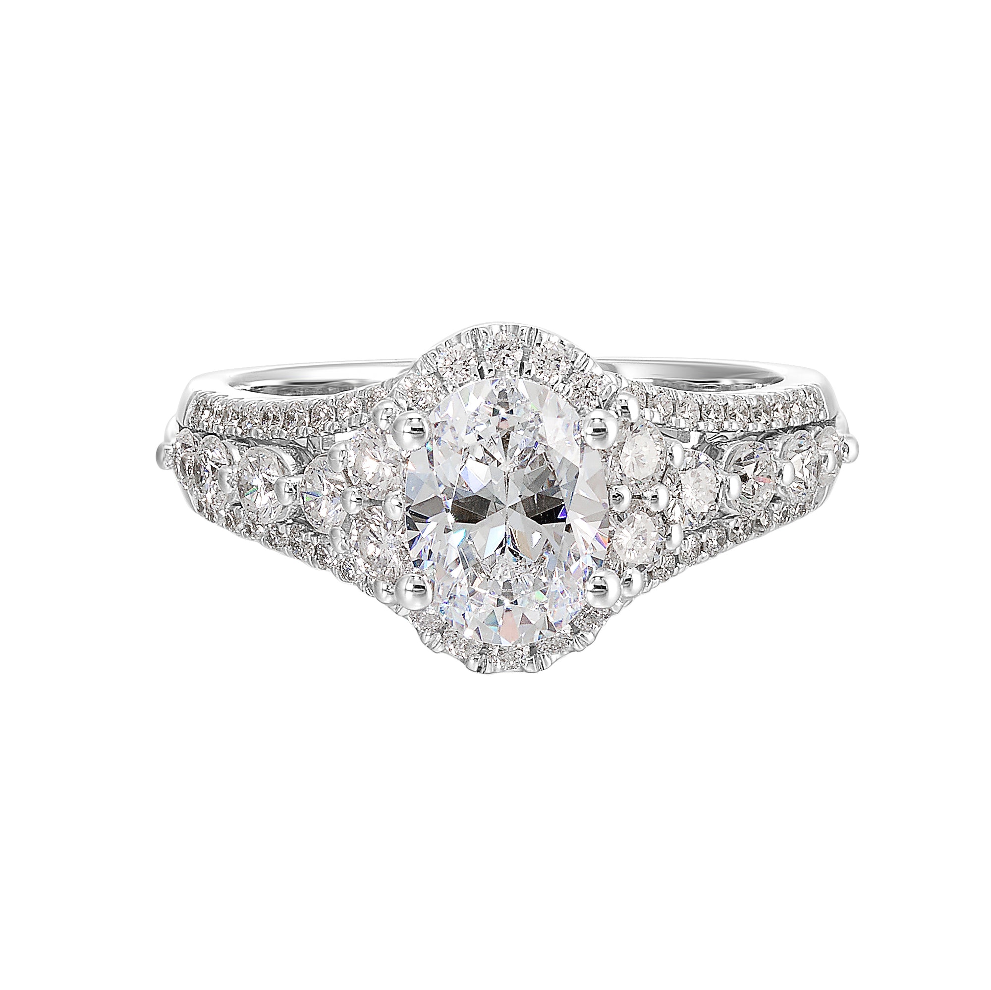 14Kt White Semi Mount 3/4Ctw For 1Ctw Oval Center