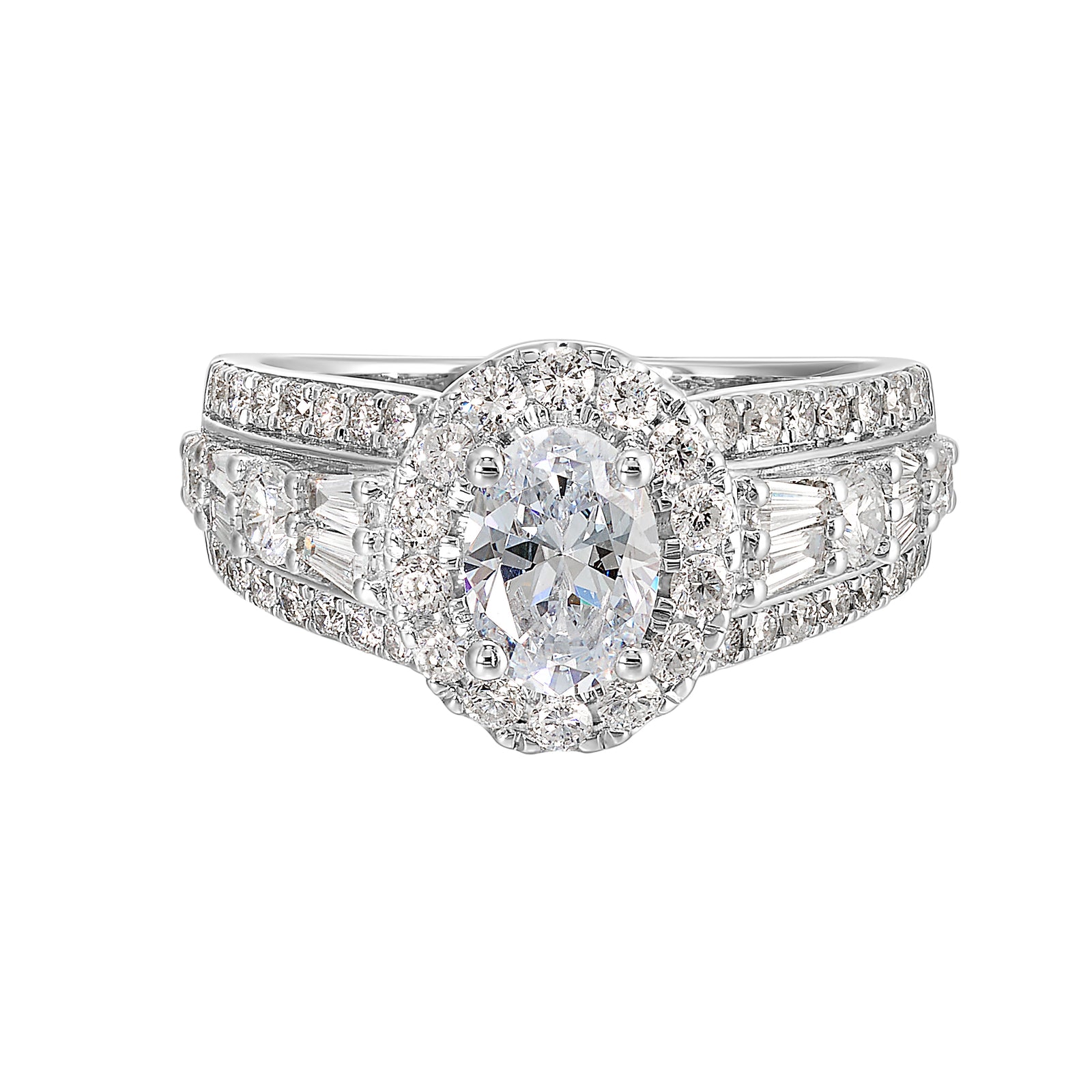 14Kt White Semi Mount 1 1/7Ctw For 1Ctw Oval Center