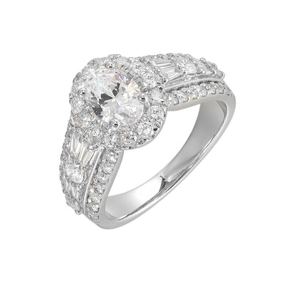 14Kt White Semi Mount 1 1/7Ctw For 1Ctw Oval Center