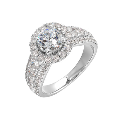 14Kt White Semi Mount 1 1/3Ctw For 1Ctw Round Center