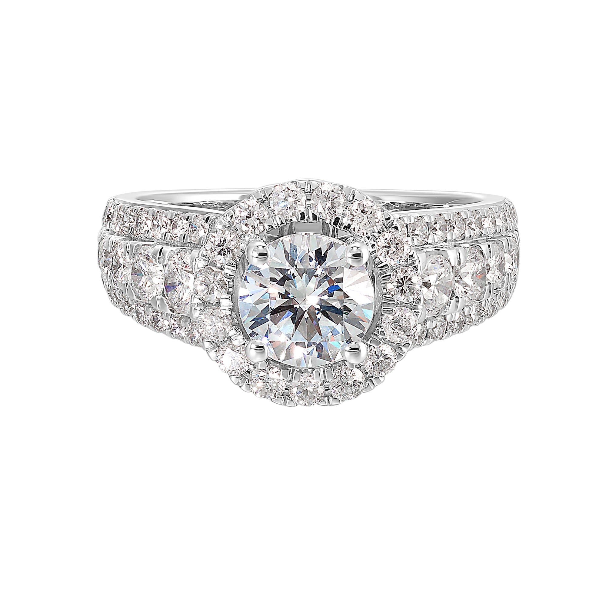 14Kt White Semi Mount 1 1/3Ctw For 1Ctw Round Center