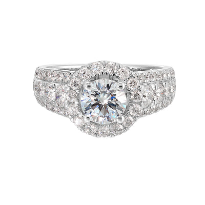 14Kt White Semi Mount 1 1/3Ctw For 1Ctw Round Center