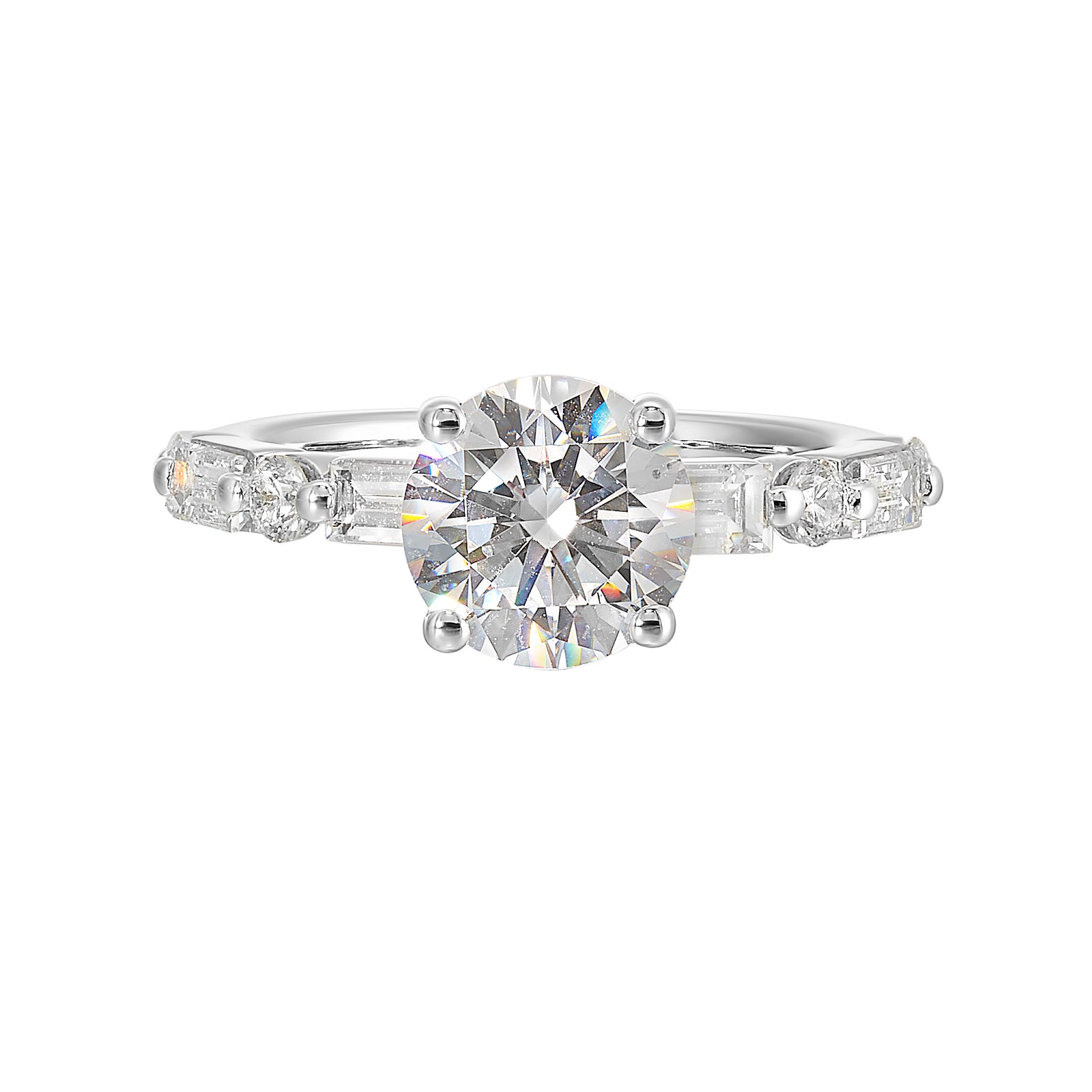 14Kt White Semi Mount 3/4Ctw For 2Ctw Round Center