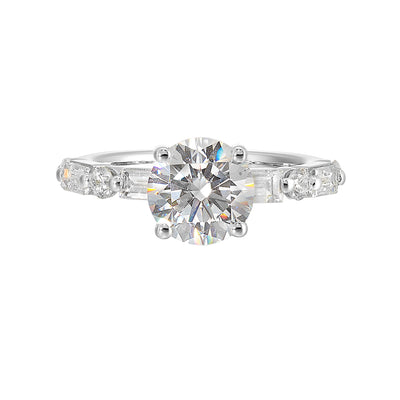 14Kt White Semi Mount 3/4Ctw For 2Ctw Round Center